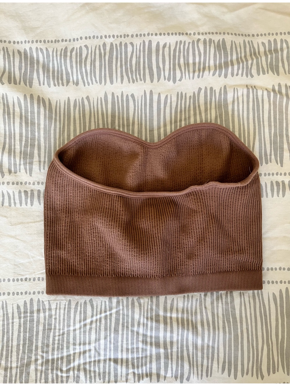 Brown Ribbed Strapless Top - Picture 2 of 2